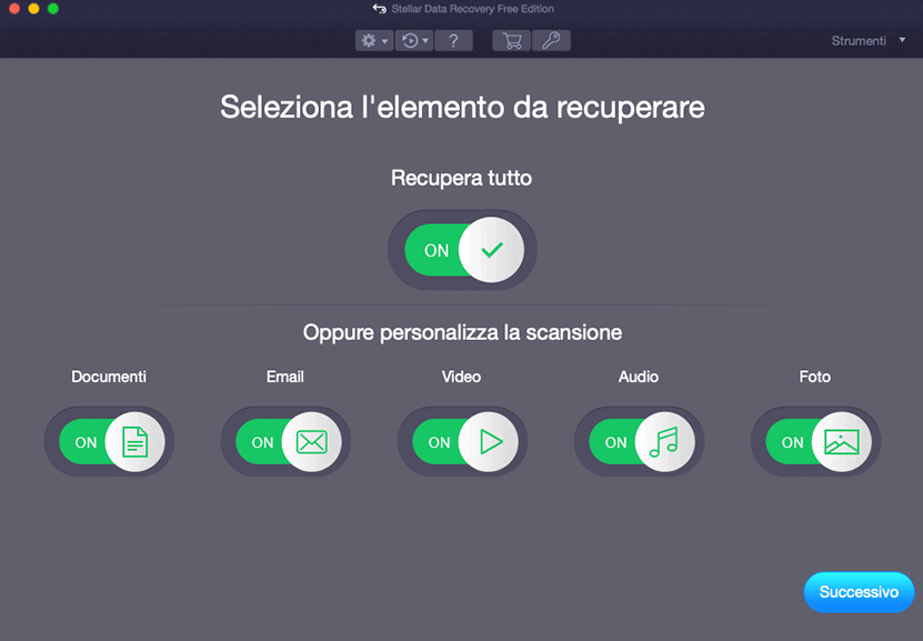 Selezionare il tipo di file