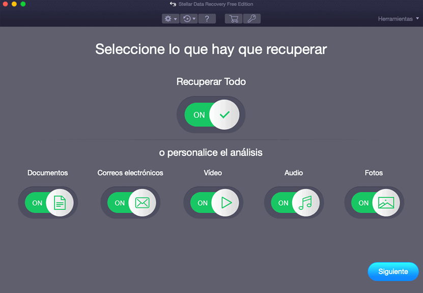 Seleccionar el tipo de archivo